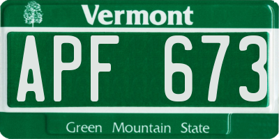 VT license plate APF673