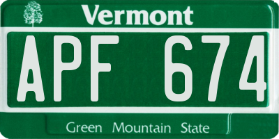 VT license plate APF674