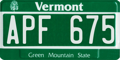 VT license plate APF675