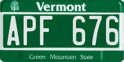 VT license plate APF676