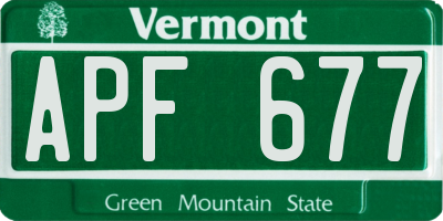 VT license plate APF677
