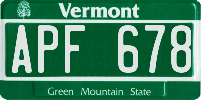 VT license plate APF678