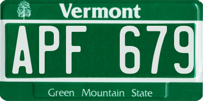 VT license plate APF679