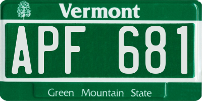VT license plate APF681