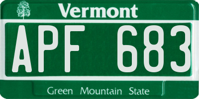 VT license plate APF683