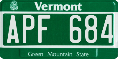 VT license plate APF684