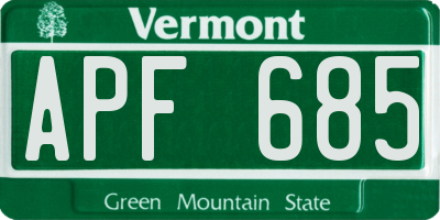 VT license plate APF685