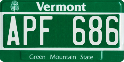 VT license plate APF686