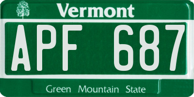 VT license plate APF687