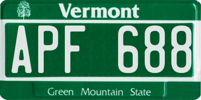 VT license plate APF688
