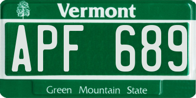 VT license plate APF689