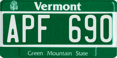 VT license plate APF690