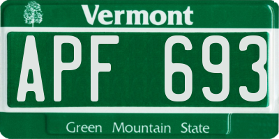 VT license plate APF693