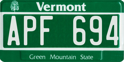 VT license plate APF694