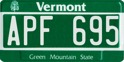 VT license plate APF695