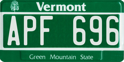 VT license plate APF696