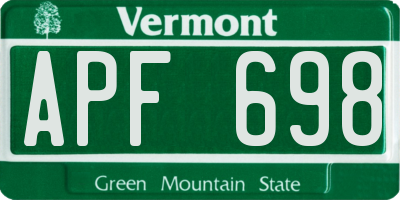 VT license plate APF698