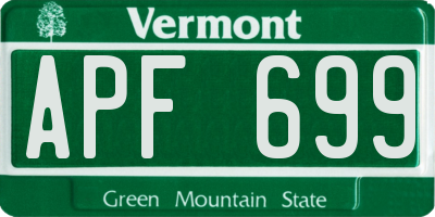 VT license plate APF699