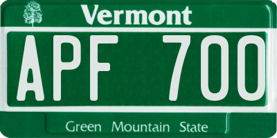 VT license plate APF700