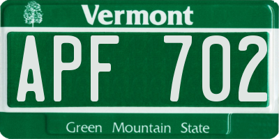 VT license plate APF702