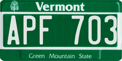 VT license plate APF703