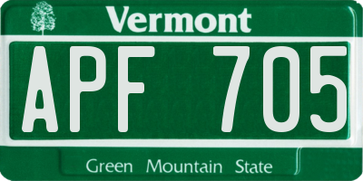 VT license plate APF705