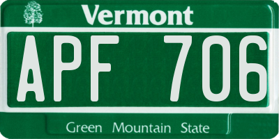VT license plate APF706