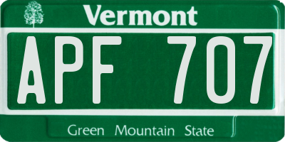 VT license plate APF707