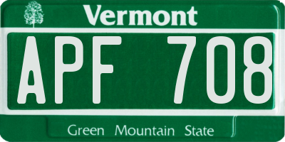 VT license plate APF708
