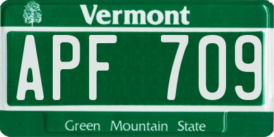 VT license plate APF709