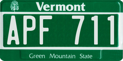 VT license plate APF711