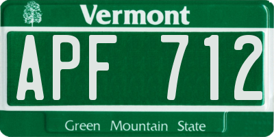 VT license plate APF712