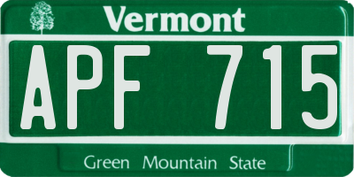 VT license plate APF715