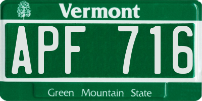 VT license plate APF716