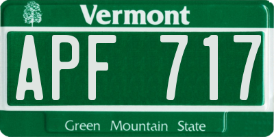 VT license plate APF717