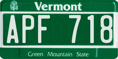 VT license plate APF718