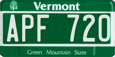 VT license plate APF720