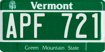 VT license plate APF721