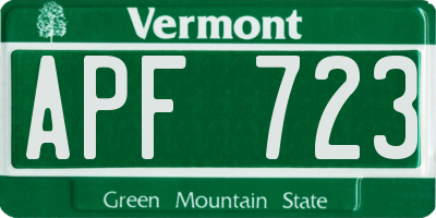 VT license plate APF723