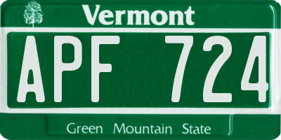 VT license plate APF724