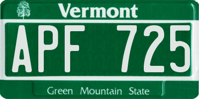 VT license plate APF725