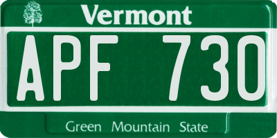 VT license plate APF730