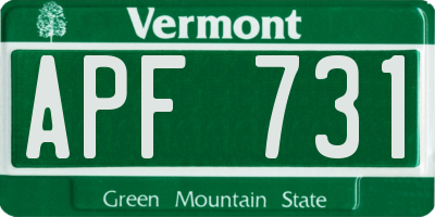 VT license plate APF731