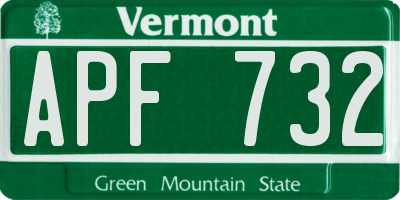 VT license plate APF732