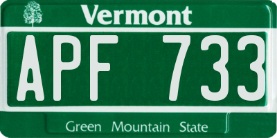 VT license plate APF733