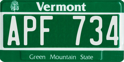 VT license plate APF734