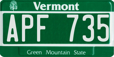 VT license plate APF735