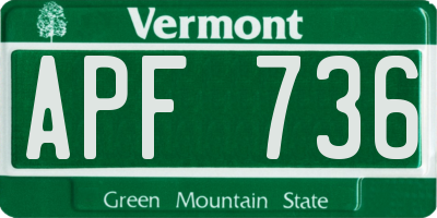 VT license plate APF736