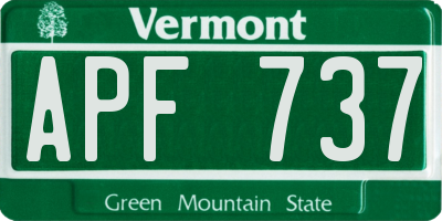 VT license plate APF737