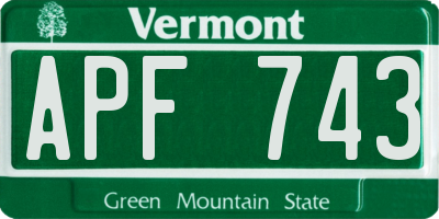 VT license plate APF743